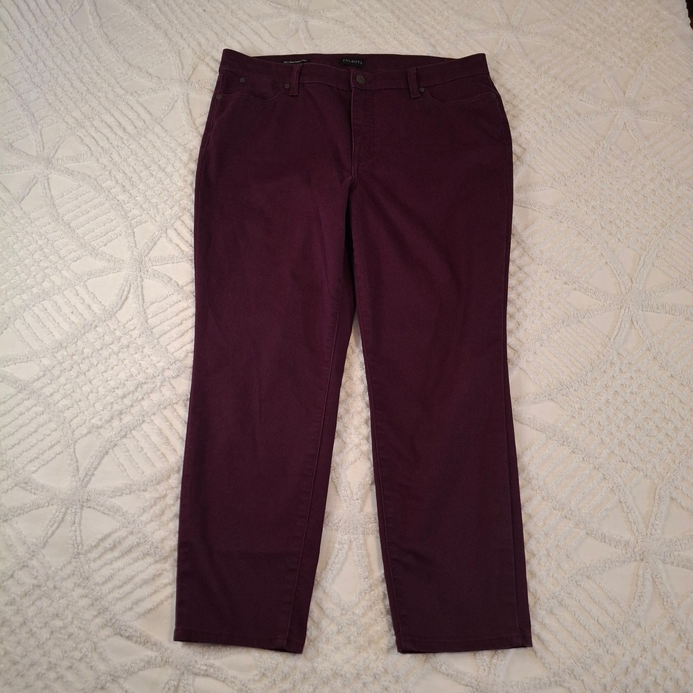 Talbots Womens 14 Petite Slim Ankle Jean Purple Plum Cotton Blend Stretch Denim